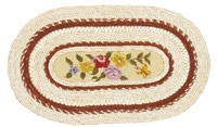 Embroidered hessian doormat oval